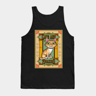 Cute Yellow Tabby on Cats are Amazing on tan background Tank Top